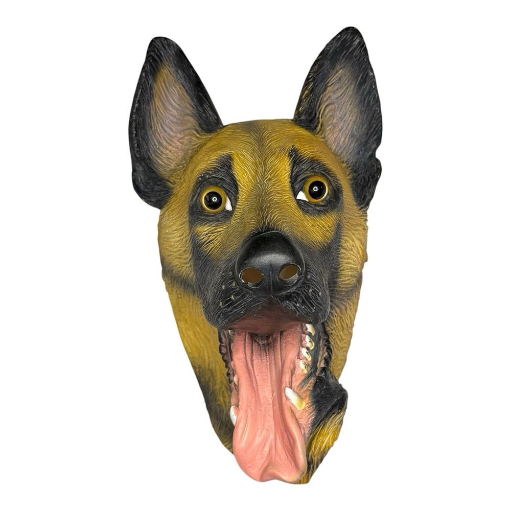German Shepherd Dog Animal Mask for Halloween Costume, Latex Funny Head Mask Cos